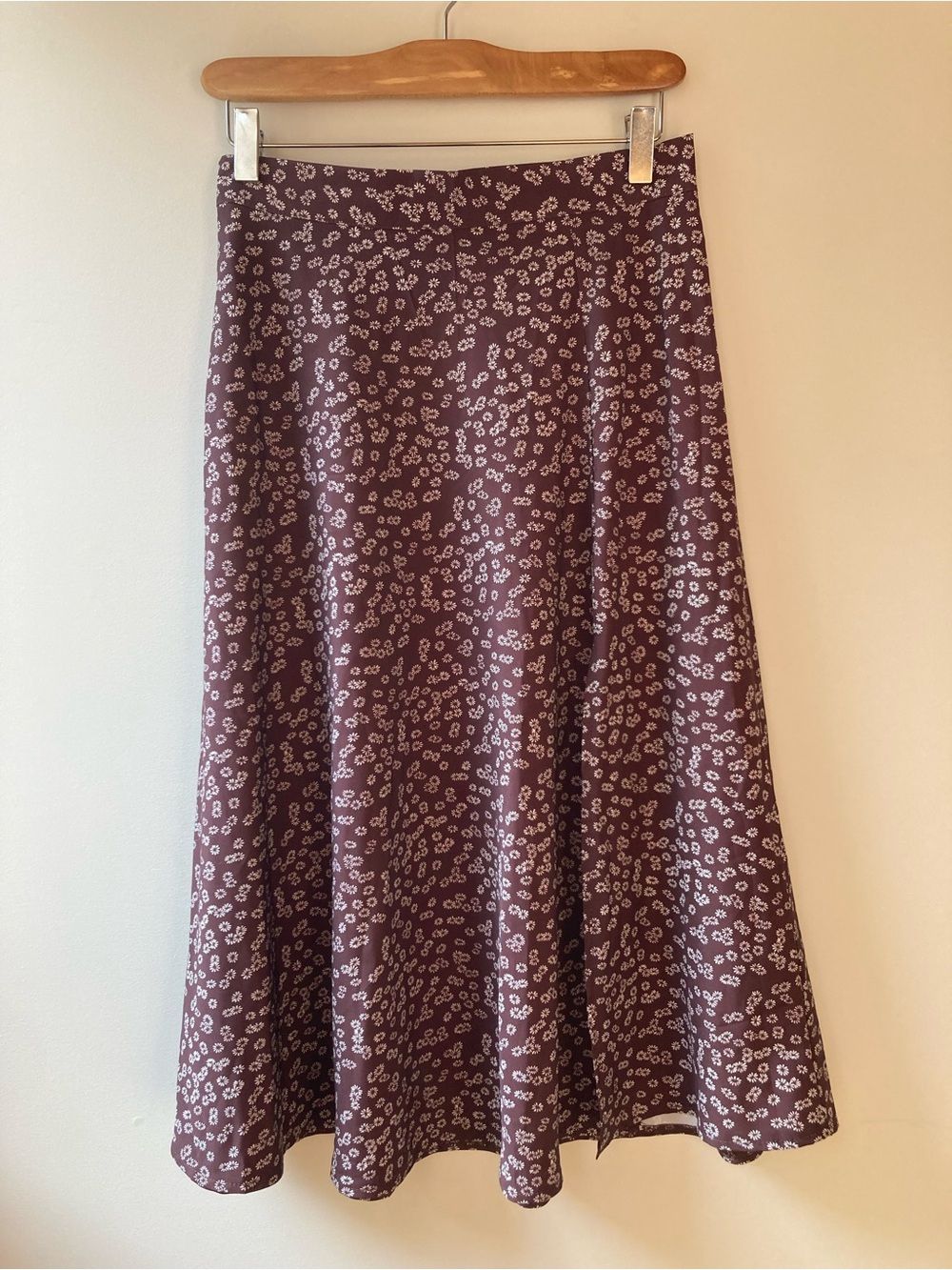 SHEIN Floral Print Brown Midi Skirt with Side Slit